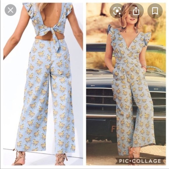 Happy x Nature White Jumpsuit Open Tie Back by Kate Hudson. SZ 6 - Picture 2 of 4